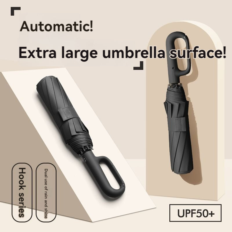 Ring Buckle Design Rib Fully Automatic Umbrella For Men Folding Extra Large Strong WOMENS Sunshade