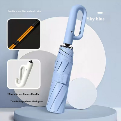 Ring Buckle Design Rib Fully Automatic Umbrella For Men Folding Extra Large Strong WOMENS Sunshade