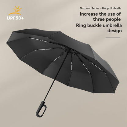 Ring Buckle Design Rib Fully Automatic Umbrella For Men Folding Extra Large Strong WOMENS Sunshade