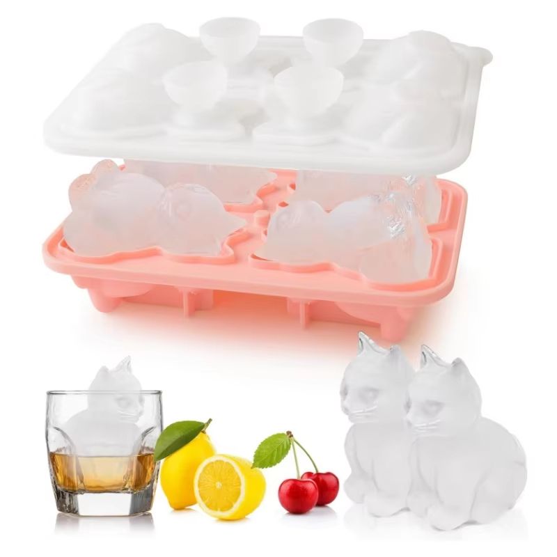3D Cat Ice Block Mold – Flexible BPA-Free Silicone Ice Mold for Drinks & Cocktails