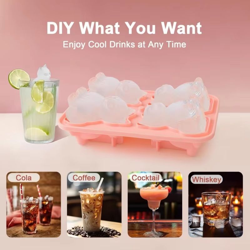 3D Cat Ice Block Mold  Flexible BPAFree Silicone Ice Mold For Drinks  Cocktails 1