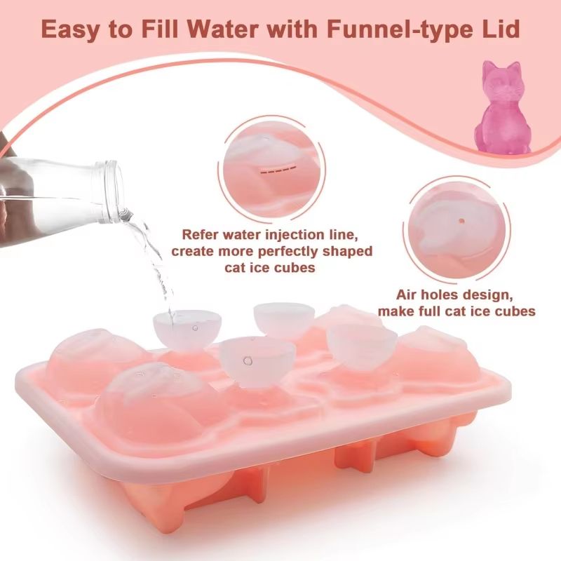 3D Cat Ice Block Mold  Flexible BPAFree Silicone Ice Mold For Drinks  Cocktails 3