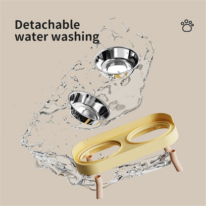 Fashionable Stainless Steel Dog and Cat Double Bowl, Large Capacity, Colorful Dopamine Pet Feeder