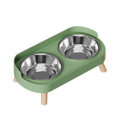 Fashionable Stainless Steel Dog and Cat Double Bowl, Large Capacity, Colorful Dopamine Pet Feeder