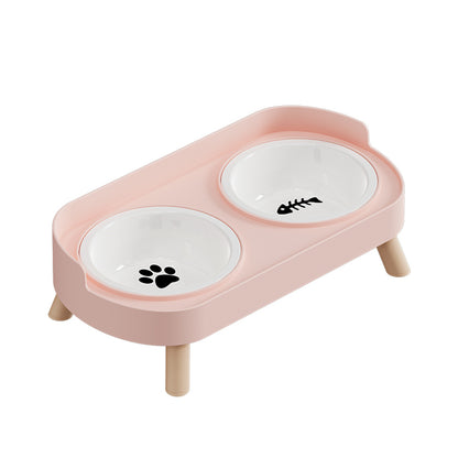 Fashionable Stainless Steel Dog and Cat Double Bowl, Large Capacity, Colorful Dopamine Pet Feeder
