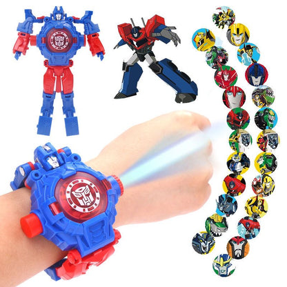 Spiderman 24 Projection Patterns Disney Children Watches For Boys Robot Deformation Projection Cloc 2