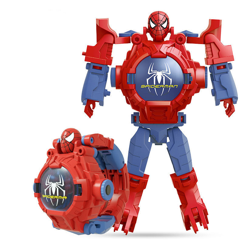 Spiderman 24 Projection Patterns Disney Children Watches For Boys Robot Deformation Projection Cloc 7
