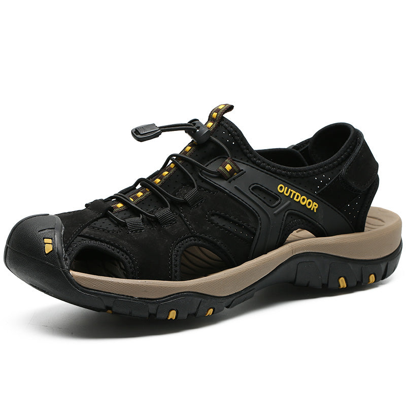 Outdoor Mens Sandals Fashion Men Sneakers Handmade Genuine Leather Nonslip Beach Sandals 7
