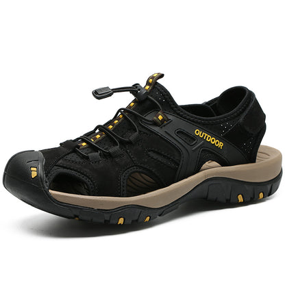 Outdoor Mens Sandals Fashion Men Sneakers Handmade Genuine Leather Nonslip Beach Sandals 7