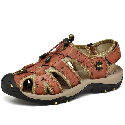 Outdoor Mens Sandals Fashion Men Sneakers Handmade Genuine Leather Nonslip Beach Sandals 9