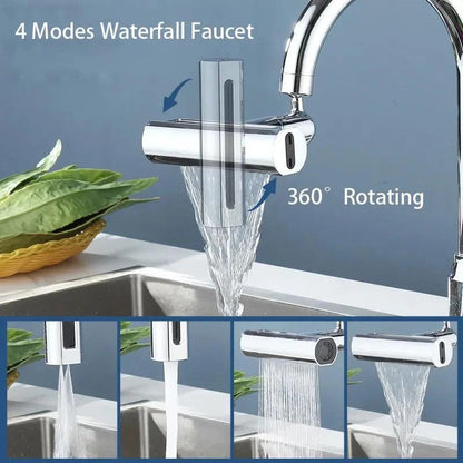 Modern 4Mode Waterfall Kitchen Faucet  720 Swivel Spout Mixer 1