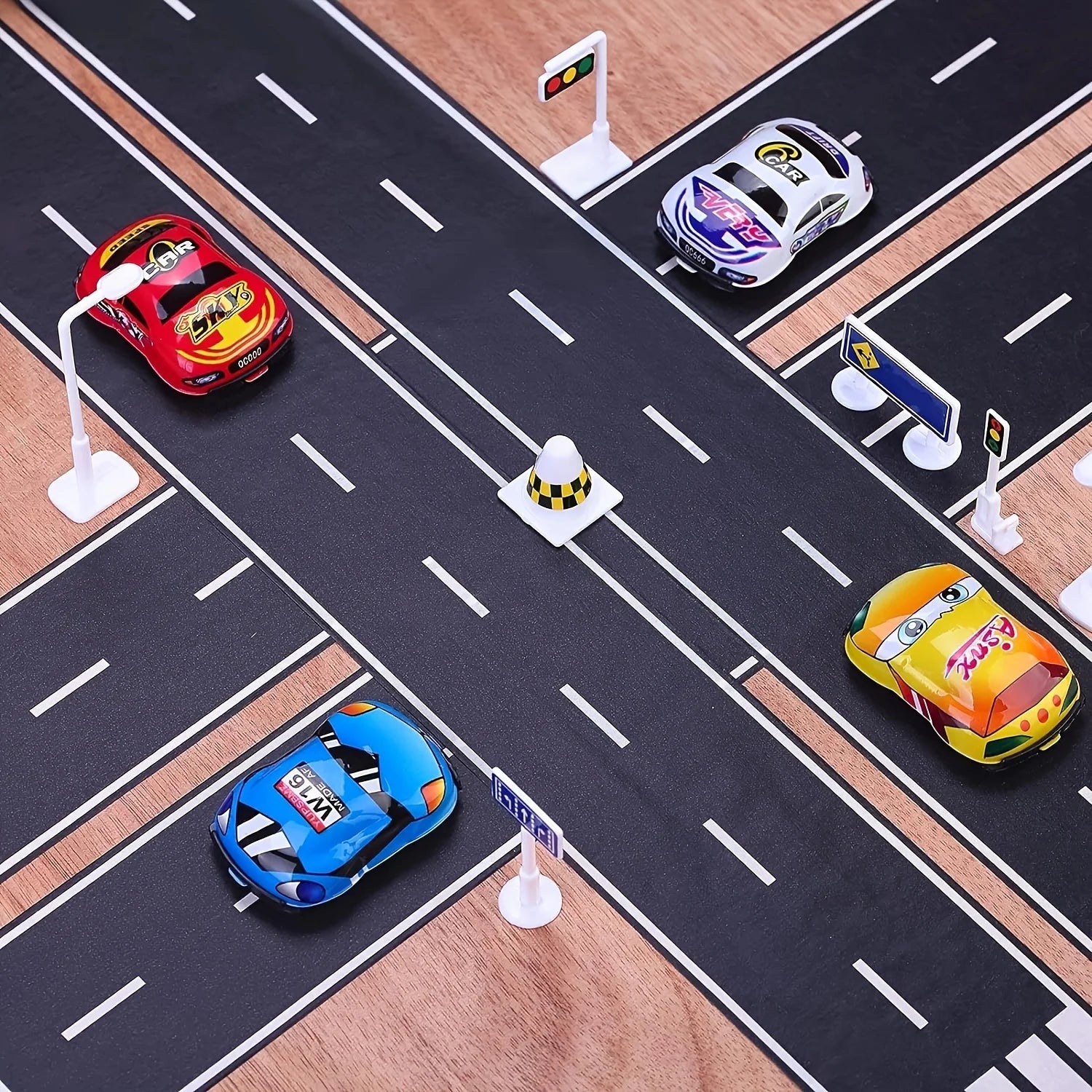 Cartoon Style Reusable Road Stickers Black Polyurethane Road Tape Party Racing Decoration Track 3