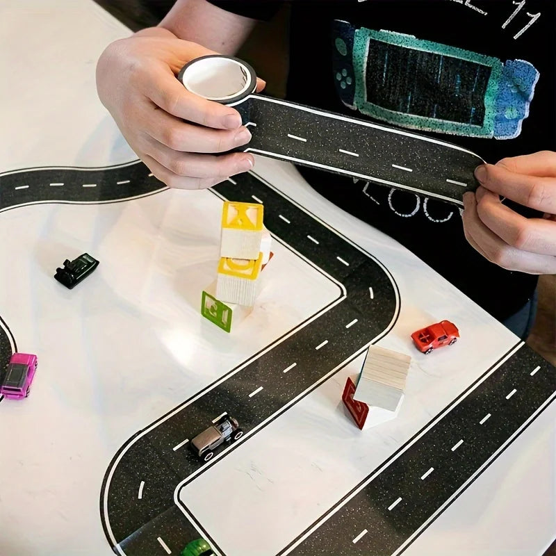 Cartoon Style Reusable Road Stickers Black Polyurethane Road Tape Party Racing Decoration Track 5
