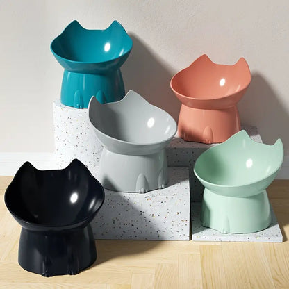 WhiskerWare Elevated Cat Bowl with Tilted Edge, Anti-Tip Plastic, Neck Protection