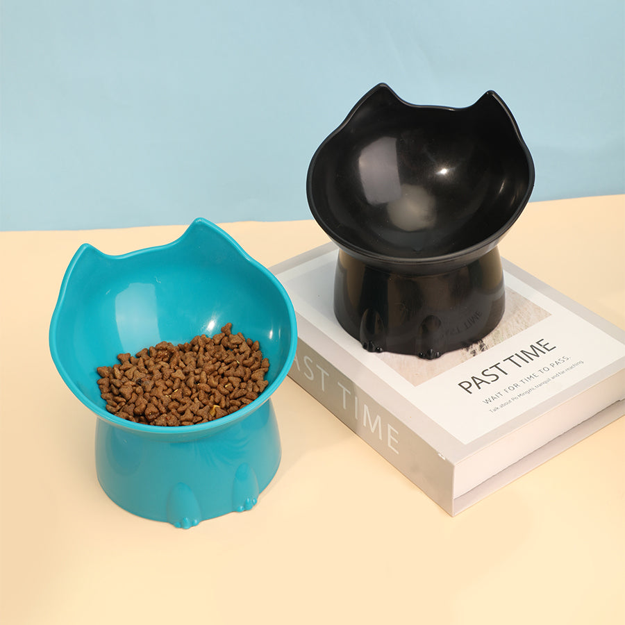 WhiskerWare Elevated Cat Bowl With Tilted Edge AntiTip Plastic Neck Protection 7