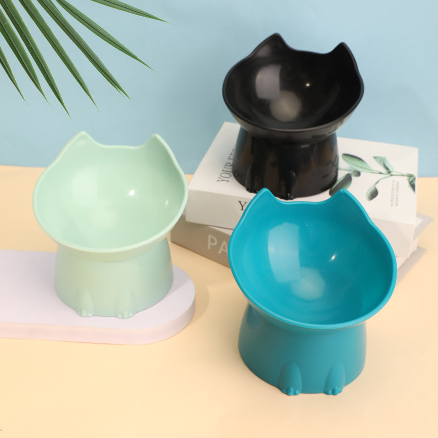 WhiskerWare Elevated Cat Bowl With Tilted Edge AntiTip Plastic Neck Protection 8
