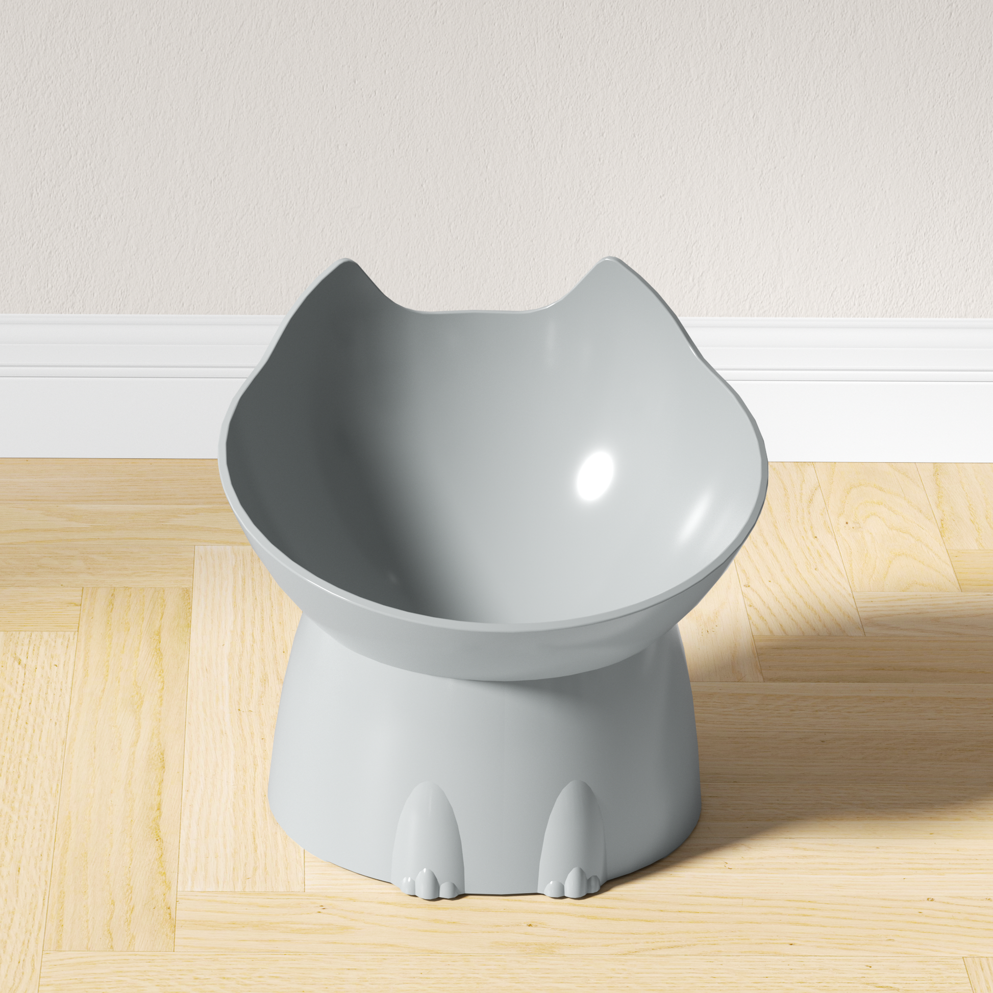 WhiskerWare Elevated Cat Bowl With Tilted Edge AntiTip Plastic Neck Protection 4