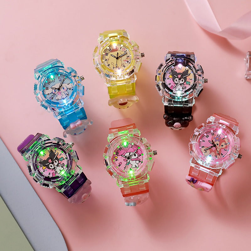 Cute Sanrio Kids Wrist Watch 3D Pattern Cinnamoro Kuromi Cartoon Christmas Watchband