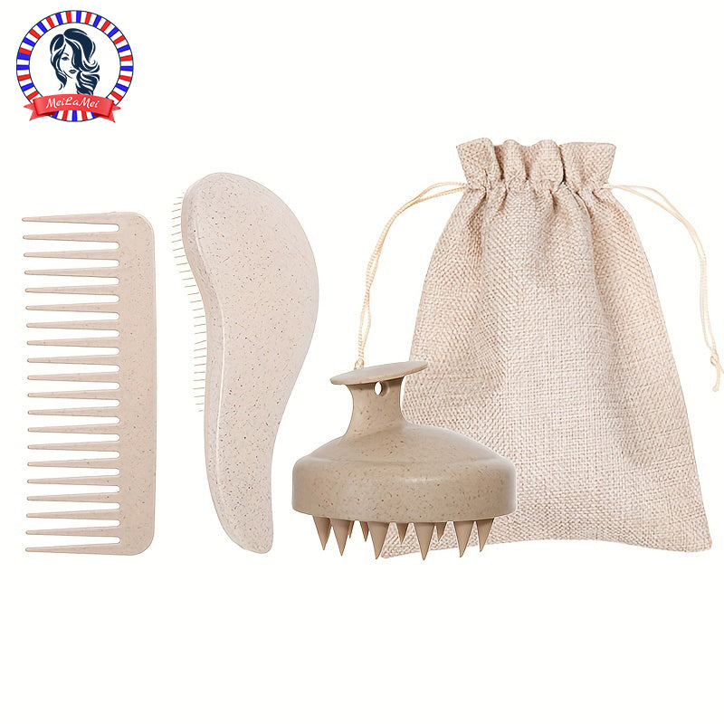 Portable Silicone Scalp Massager, Eco-Friendly Hair Brush Set with Soft Bristles & Colorful Gift Set for Normal Hair