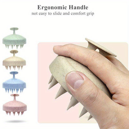 Portable Silicone Scalp Massager, Eco-Friendly Hair Brush Set with Soft Bristles & Colorful Gift Set for Normal Hair