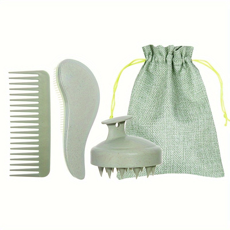 Portable Silicone Scalp Massager, Eco-Friendly Hair Brush Set with Soft Bristles & Colorful Gift Set for Normal Hair