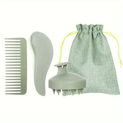 Portable Silicone Scalp Massager, Eco-Friendly Hair Brush Set with Soft Bristles & Colorful Gift Set for Normal Hair