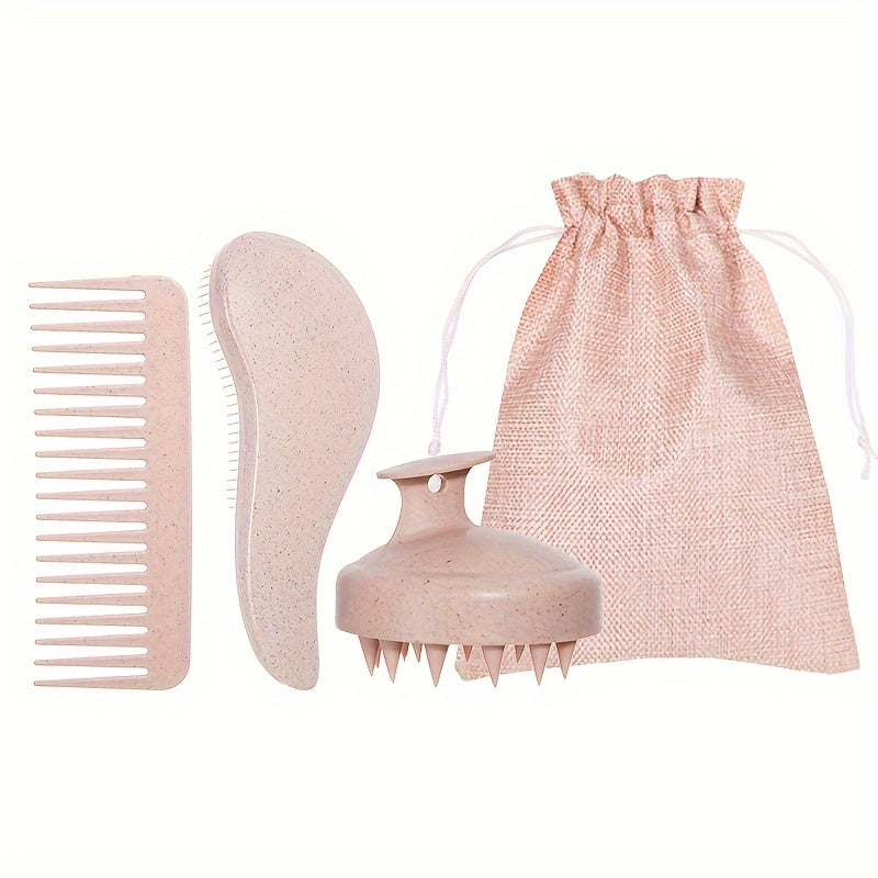 Portable Silicone Scalp Massager, Eco-Friendly Hair Brush Set with Soft Bristles & Colorful Gift Set for Normal Hair