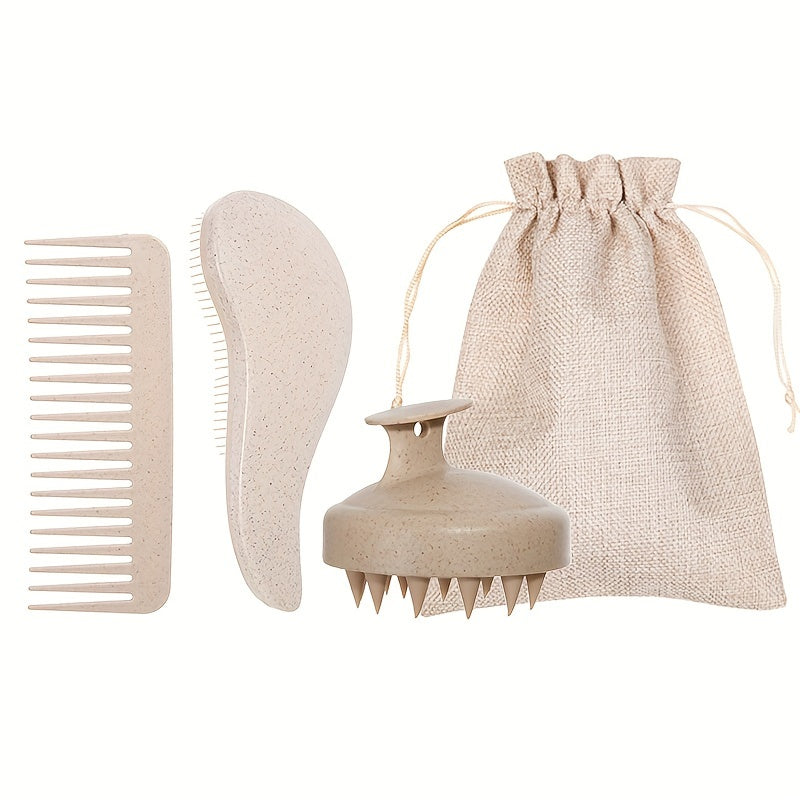 Portable Silicone Scalp Massager, Eco-Friendly Hair Brush Set with Soft Bristles & Colorful Gift Set for Normal Hair