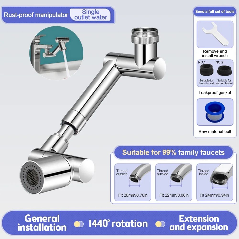 SmartSwivel 1440 Universal Faucet Extender  Retractable Kitchen  Bathroom Sink Aerator 7