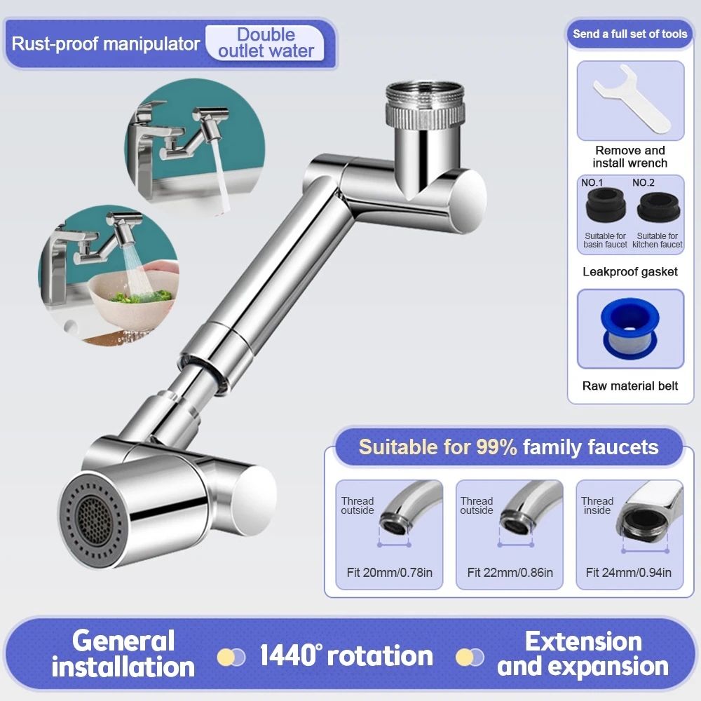 SmartSwivel 1440 Universal Faucet Extender  Retractable Kitchen  Bathroom Sink Aerator 8