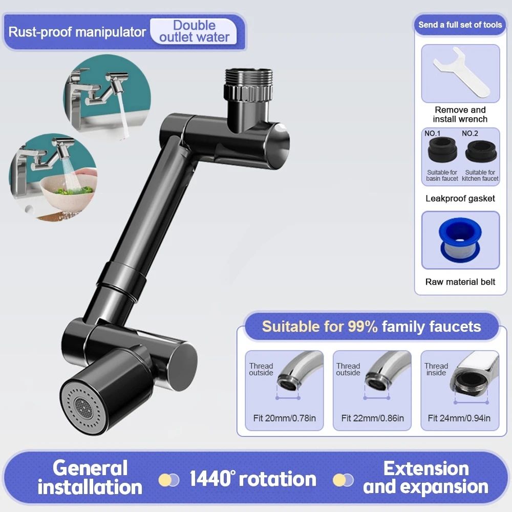 SmartSwivel 1440 Universal Faucet Extender  Retractable Kitchen  Bathroom Sink Aerator 9