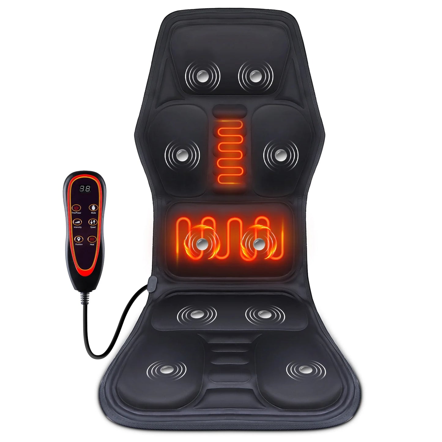 Electric Back Massager Chair Mat, Infrared Full-Body Heating Vibrator, Car Office Home Neck Lumbar Cushion