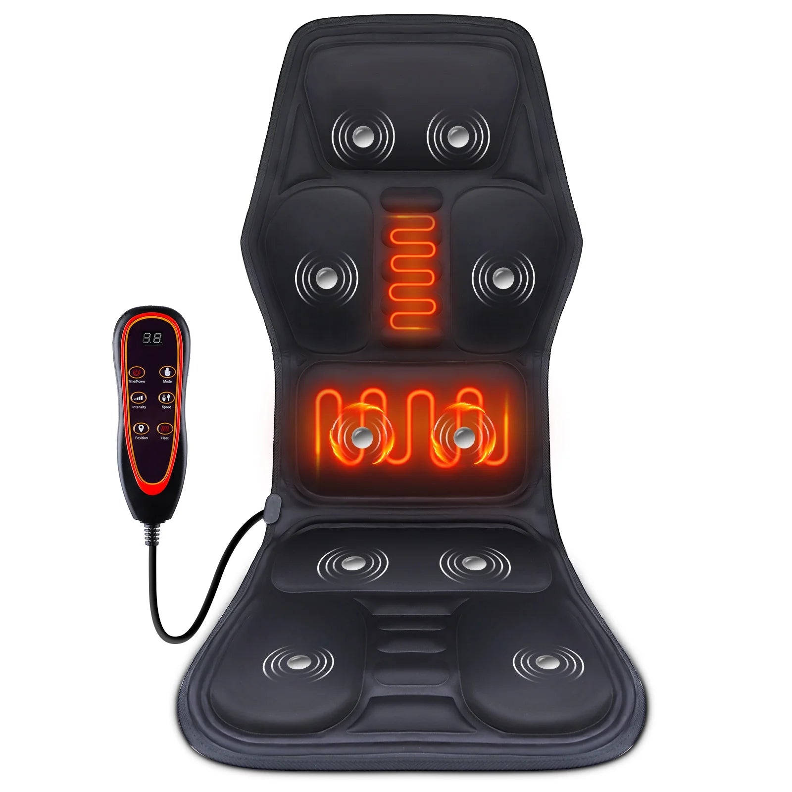 Electric Back Massager Chair Mat, Infrared Full-Body Heating Vibrator, Car Office Home Neck Lumbar Cushion