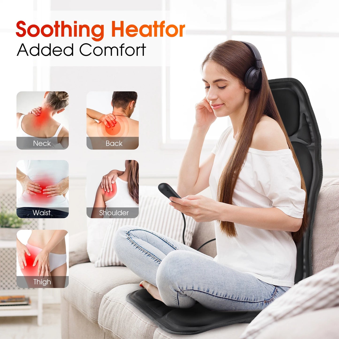 Electric Back Massager Chair Mat Infrared FullBody Heating Vibrator Car Office Home Neck Lumbar Cus 2