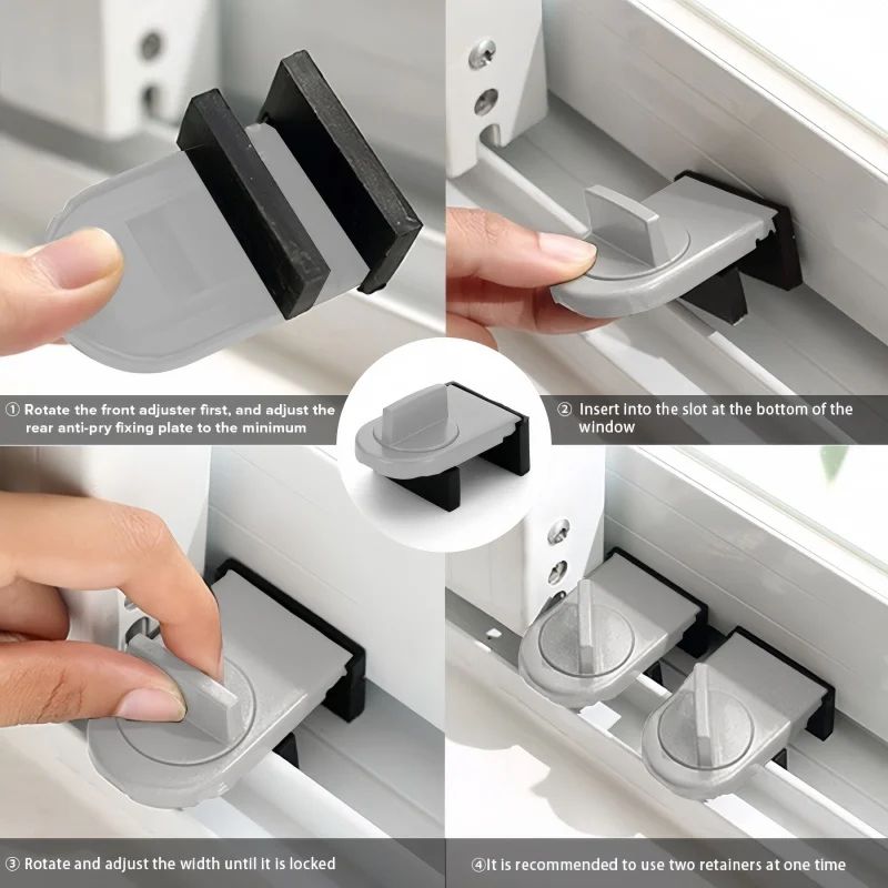 SecureHome 4Pack Adjustable Sliding Window  Door Locks  Child Safety Window Stoppers 5