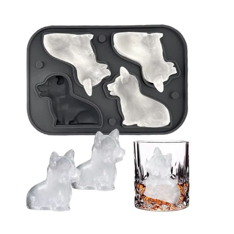 3D Corgi Silicone Ice Tray with Lid – BPA-Free Ice Block Mold for Cocktails & Drinks