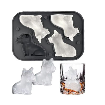 3D Corgi Silicone Ice Tray with Lid – BPA-Free Ice Block Mold for Cocktails & Drinks