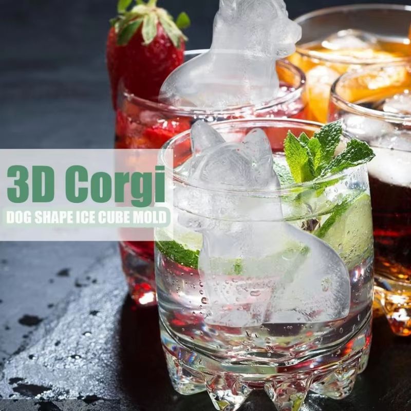 3D Corgi Silicone Ice Tray With Lid  BPAFree Ice Block Mold For Cocktails  Drinks 1
