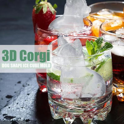 3D Corgi Silicone Ice Tray With Lid  BPAFree Ice Block Mold For Cocktails  Drinks 1