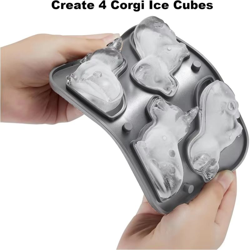 3D Corgi Silicone Ice Tray With Lid  BPAFree Ice Block Mold For Cocktails  Drinks 2