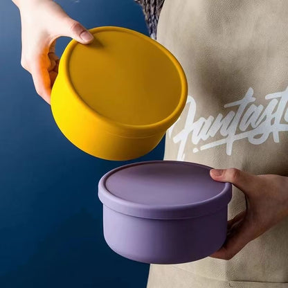 Circular Silicone Lunch Box – 700ml Microwave-Safe Fresh-Keeping Snack & Salad Bento Box