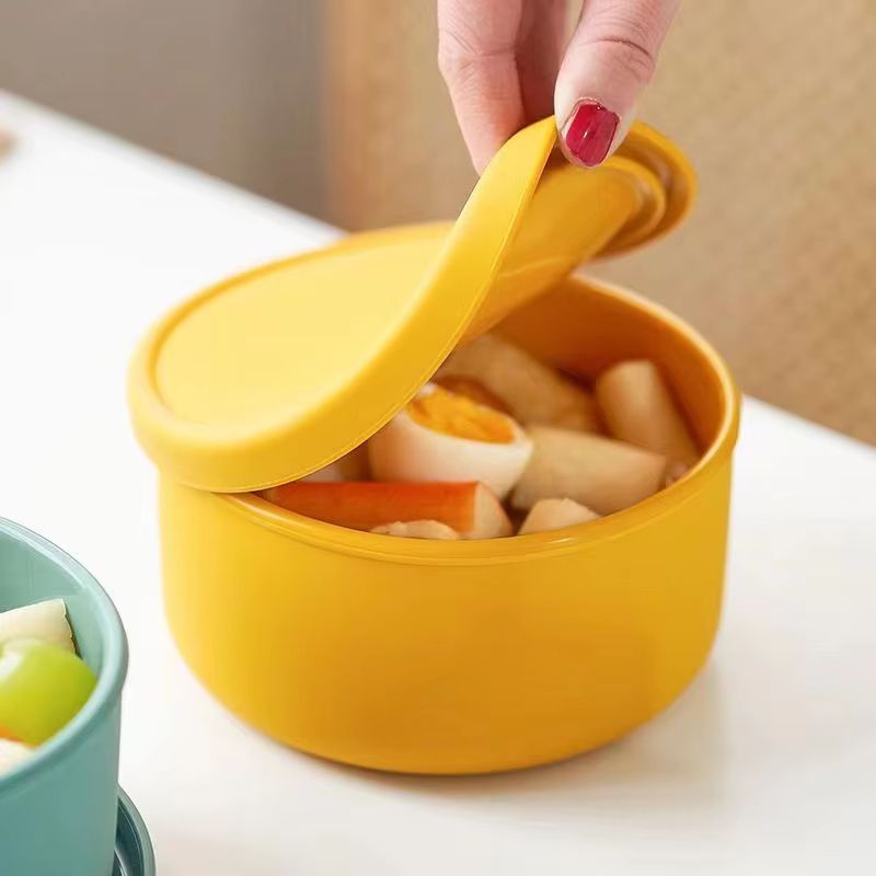 Circular Silicone Lunch Box  700ml MicrowaveSafe FreshKeeping Snack  Salad Bento Box 4