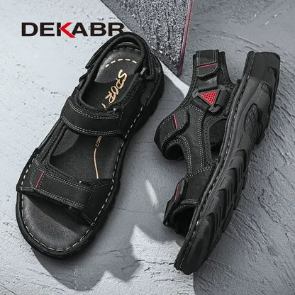 Fashion Outdoor NonSlip Sneakers Male Genuine Leather Sandals Summer Casual Men Shoes Vacation Beac 2