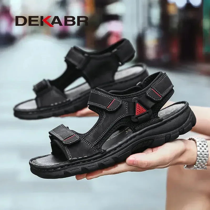 Fashion Outdoor NonSlip Sneakers Male Genuine Leather Sandals Summer Casual Men Shoes Vacation Beac 3