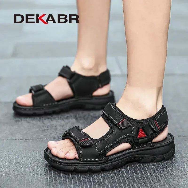 Fashion Outdoor NonSlip Sneakers Male Genuine Leather Sandals Summer Casual Men Shoes Vacation Beac 1