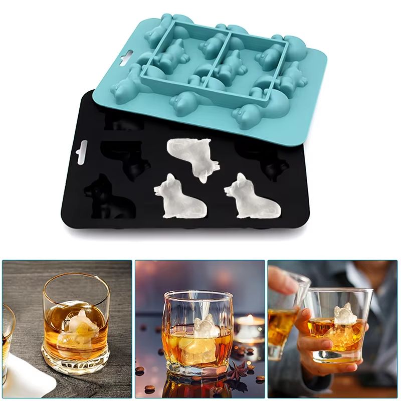 3D Corgi Silicone Ice Tray With Lid  BPAFree Dog Shape Ice Mold For Cocktails  Drinks 1