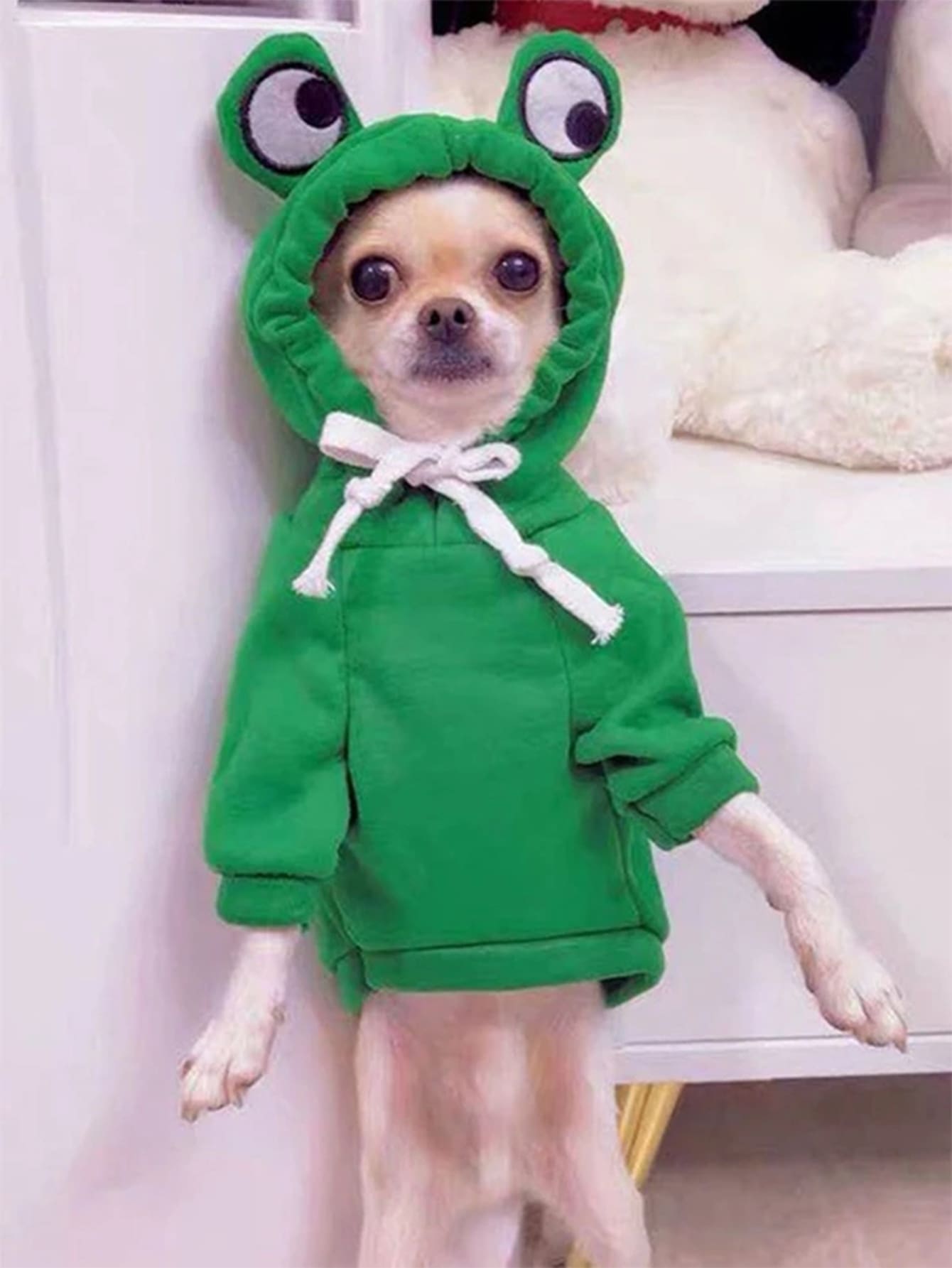 Cute Frog Pet Sweater Green Dog Hoodie For Small Dogs Fun Design Keep Your Pup Cozy And Stylish 3