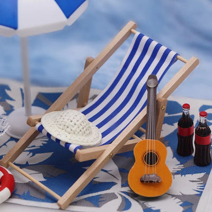 Mini Beach Umbrella  Deckchair Set For Dollhouses 1
