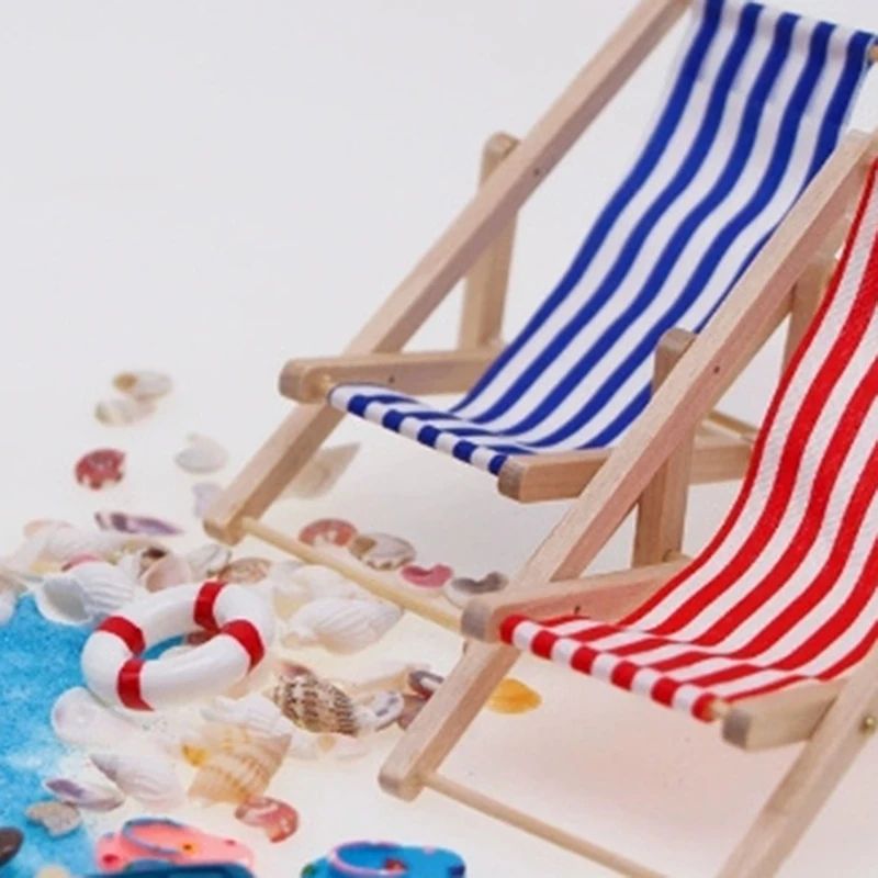Mini Beach Umbrella  Deckchair Set For Dollhouses 3