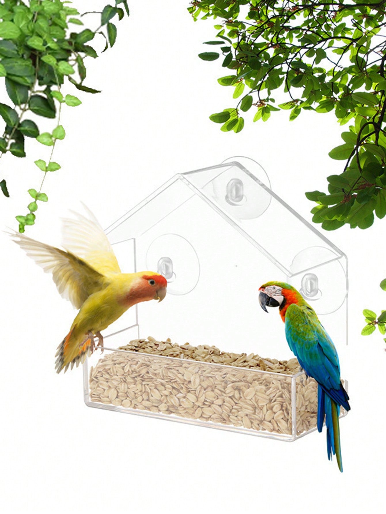 Outdoor Acrylic Bird Feeder Hanging Window Birdhouse For Backyard Wildlife 1